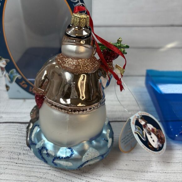 Scottish Christmas WILLIE B. PUDDLES Blown Glass Ornament THE SKY Airplane NOS - Picture 4 of 4